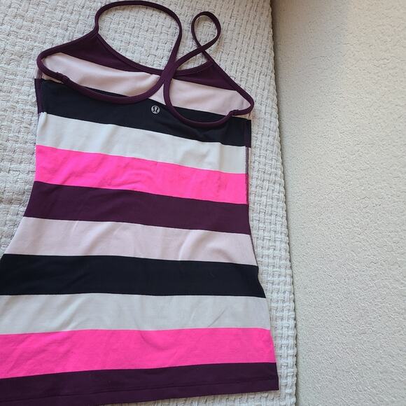 Lululemon Athletic Tank Top Multicolor Stripe Shirt Size 6 - Picture 3 of 5
